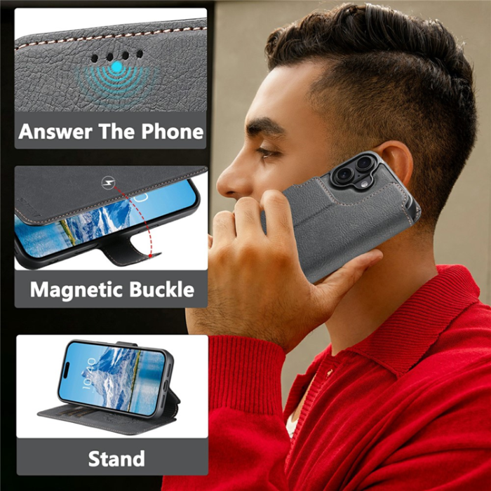 SUTENI - SUTENI iPhone 17 Plånboksfodral Detachable Q-05 - Svart