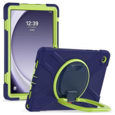 A-One Brand - Galaxy Tab A9 Plus Skal Kickstand Handle Grip - Marinblå / Gulgrön