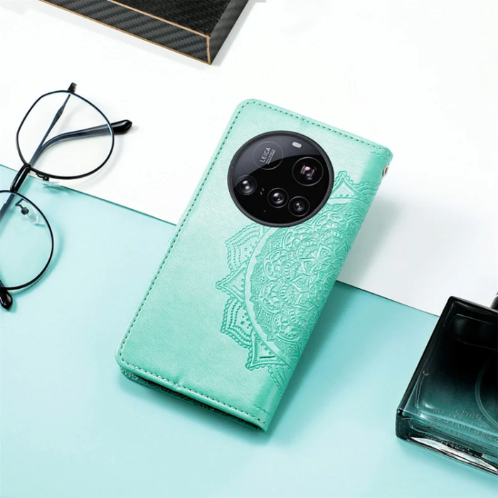 A-One Brand - Xiaomi 15 Ultra Plånboksfodral Mandala Flower Läder - Grön