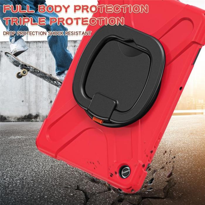 A-One Brand - Galaxy Tab A9 Plus Skal Kickstand Handle Grip - Röd / Svart