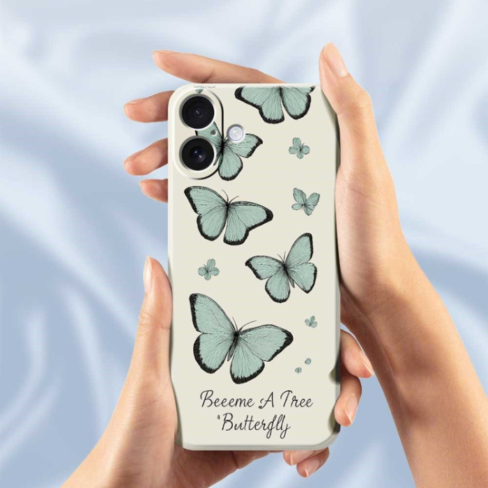 A-One Brand - iPhone 17 Mobilskal Grön Butterfly Pattern TPU - Svart