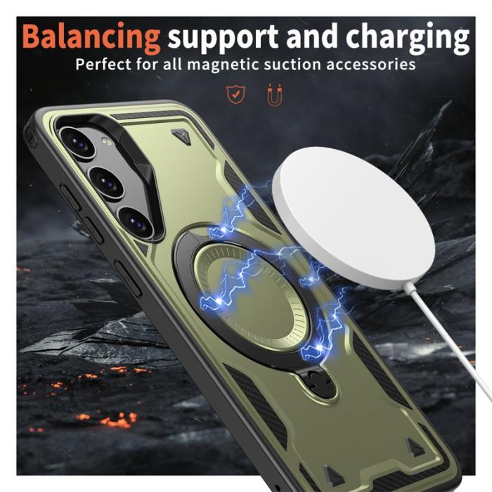 N/A - Mobilskal till Samsung Galaxy S23 Militärskydd Plast Kickstand - Olivgrön