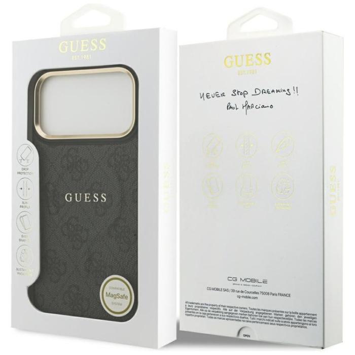 Guess - Guess iPhone 17 Pro Max Mobilskal MagSafe 4G PU Classic Logo - Svart