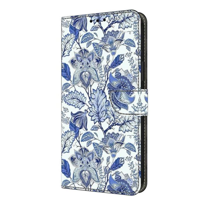 OEM - Samsung Galaxy A57 Plånboksfodral Konstläder Mönstertryck - Blå Blomma