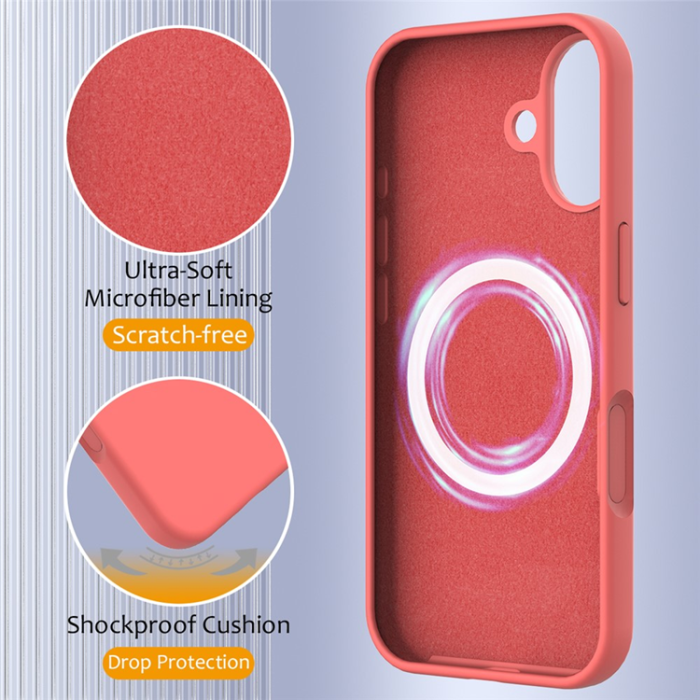A-One Brand - iPhone 17 Mobilskal MagSafe Silikon Anti-Drop - Knallrosa