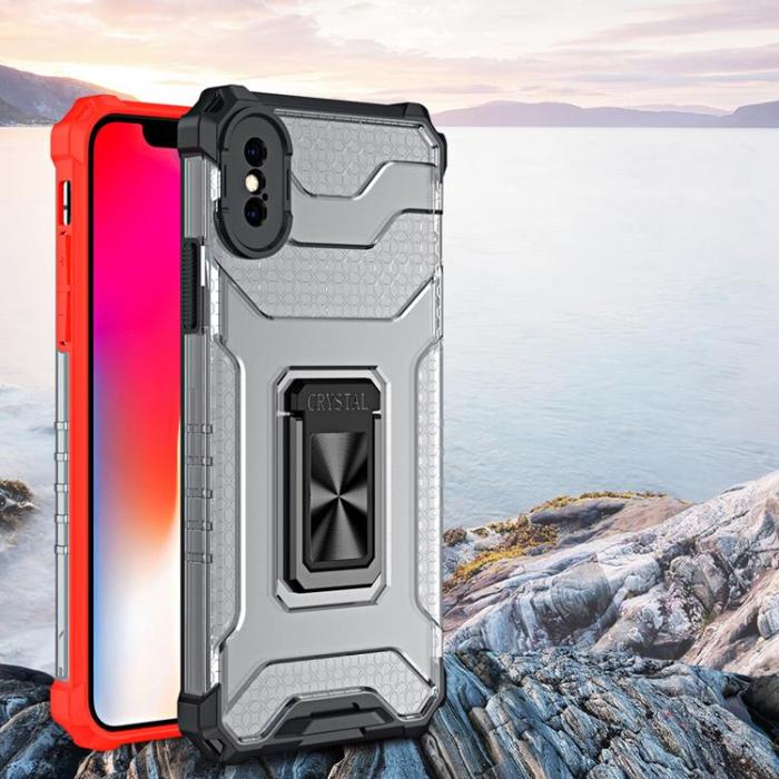 OEM - Crystal Ring Kickstand Skal iPhone XS Max - Röd