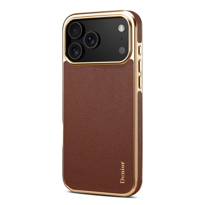 DENIOR - DENIOR Mobilskal till iPhone 17 Pro Äkta Läder Belagt PC + TPU - Brun