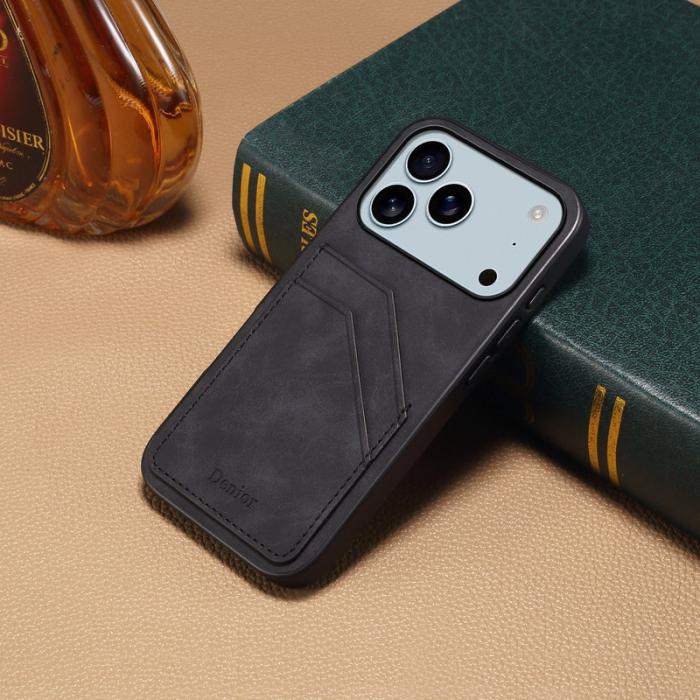 DENIOR - DENIOR Mobilskal till iPhone 17 Pro PU-läder + TPU + PC - Svart