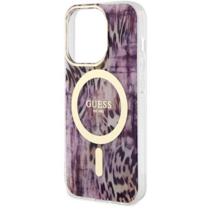 Guess - Guess iPhone 14 Pro Max Mobilskal MagSafe Leopard - Rosa