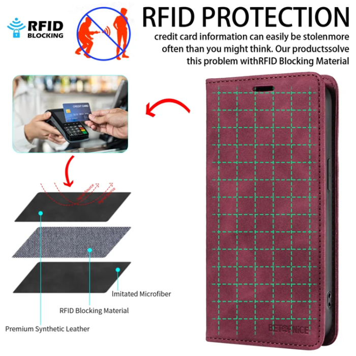 BETOPNICE - Betopnice iPhone 17 Air Plånboksfodral Magnetic RFID Blocking - Röd