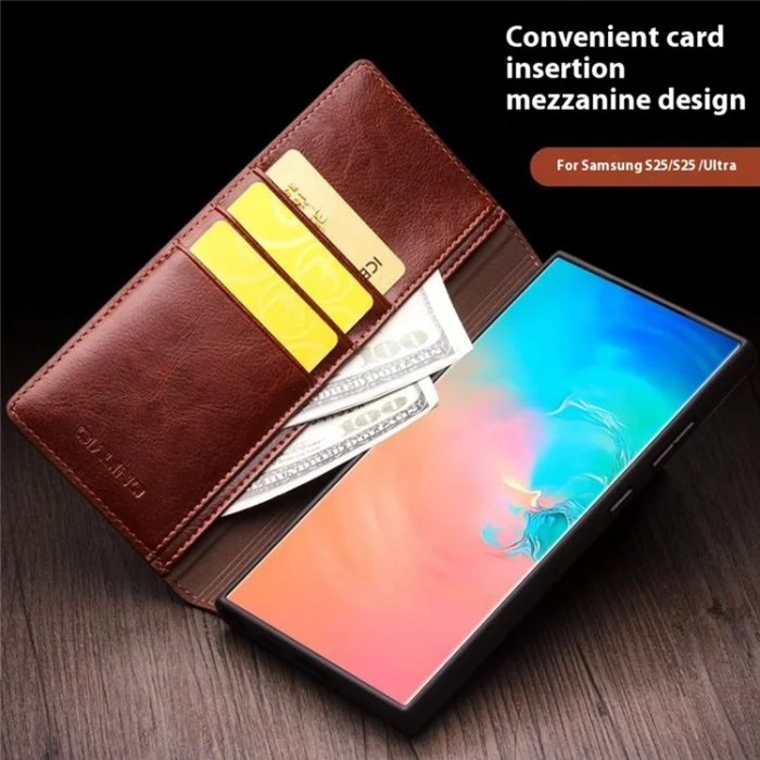 QIALINO - QIALINO Galaxy S25 Plus Plånboksfodral Äkta Läder Flip