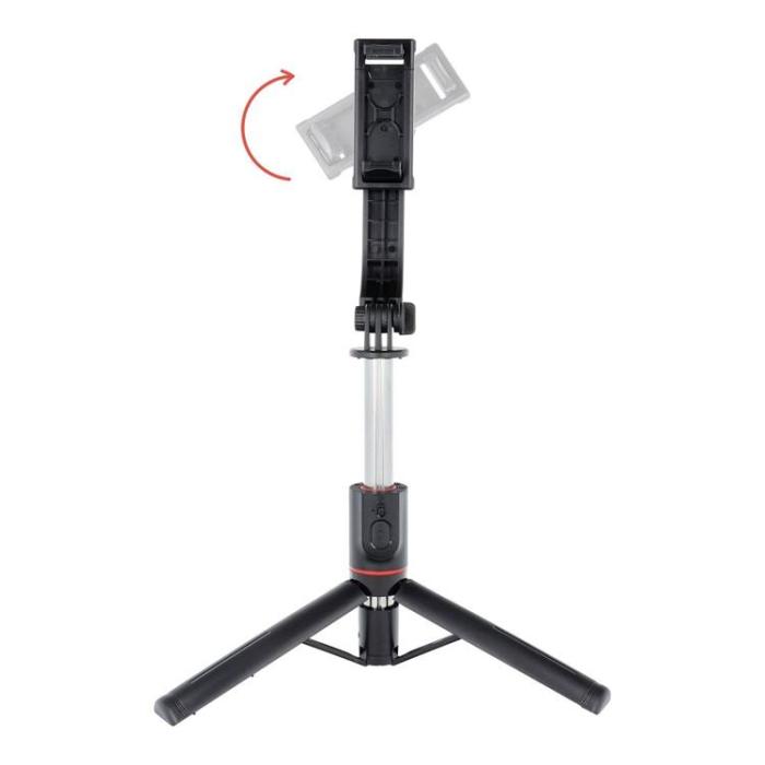 OEM - Combo Selfiestick med Tripod och fjärrkontroll Bluetooth SSTR-13 - Svart