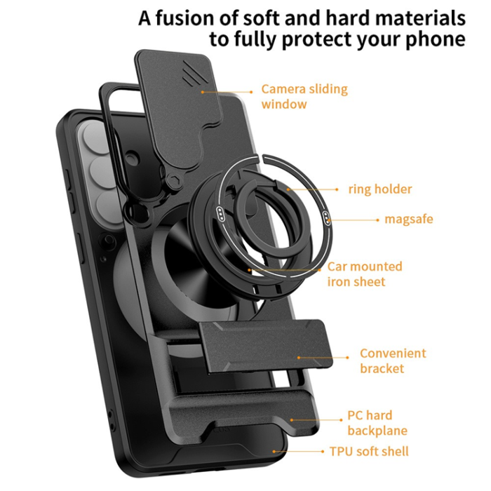 A-One Brand - Galaxy S26/S26 Pro Mobilskal med Camera Lens Slider Ringhållare