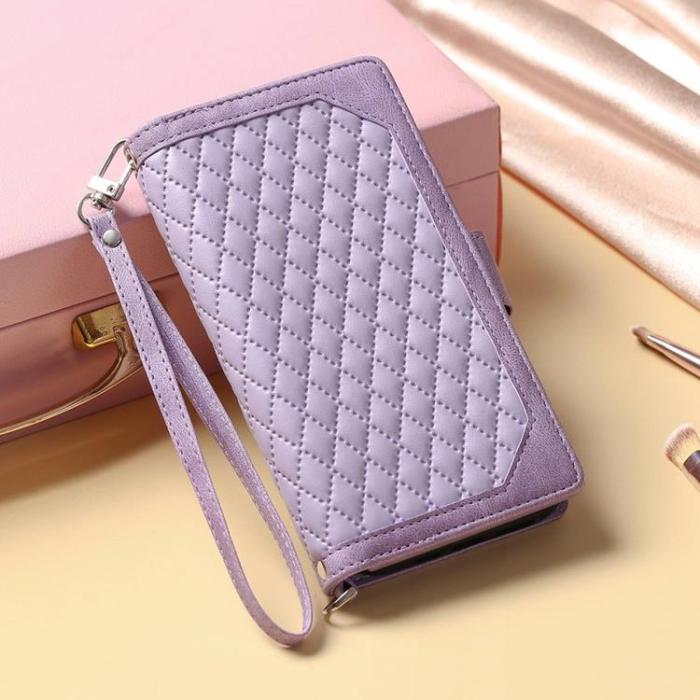 A-One Brand - iPhone 11 Plånboksfodral Rhombus Grid - Lila