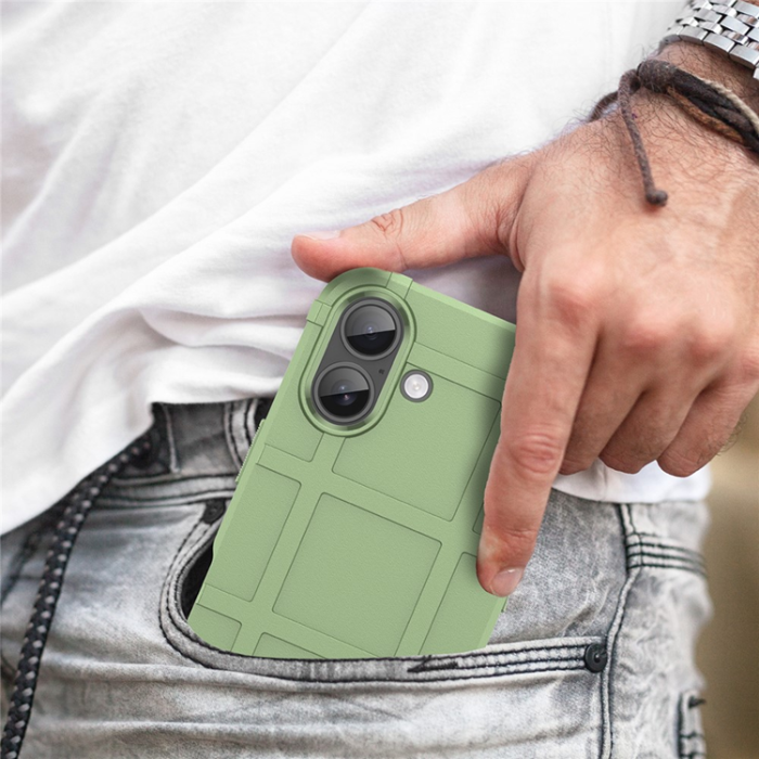 A-One Brand - iPhone 17 Mobilskal Grid Design Scratch-Proof Soft TPU - Grön