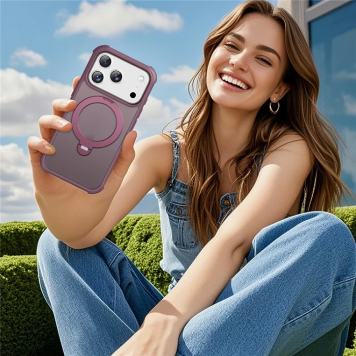 A-One Brand - iPhone 17 Pro Max Mobilskal MagSafe Kickstand TPU + PC - Vinröd