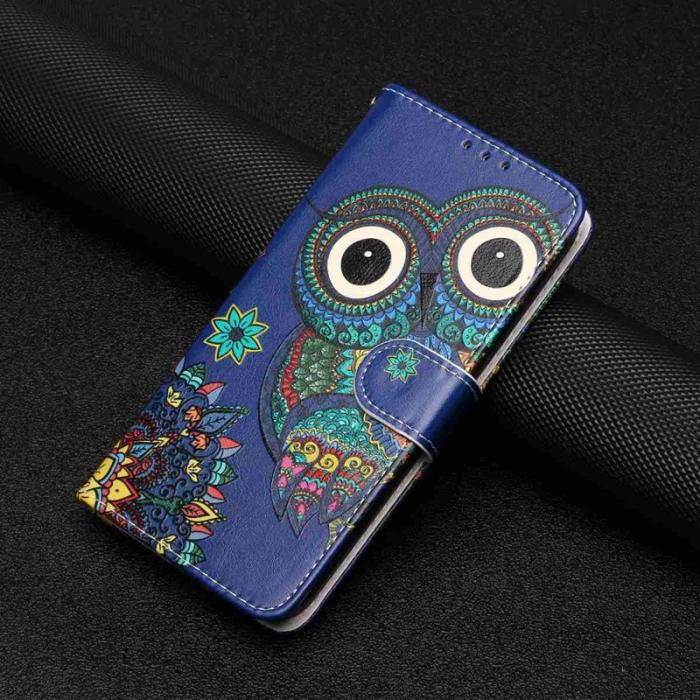 OEM - Plånboksfodral för Samsung Galaxy S26 Konstläder med rem - Blå Uggla