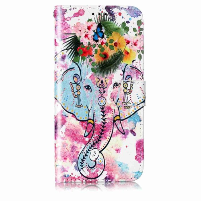OEM - Plånboksfodral för Samsung Galaxy S26 Konstläder med rem - Blomma Elefant