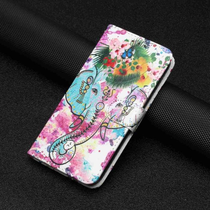 OEM - Plånboksfodral för Samsung Galaxy S26 Konstläder med rem - Blomma Elefant
