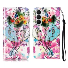 OEM - Pl&aring;nboksfodral f&ouml;r Samsung Galaxy S26 Konstl&auml;der med rem - Blomma Elefant