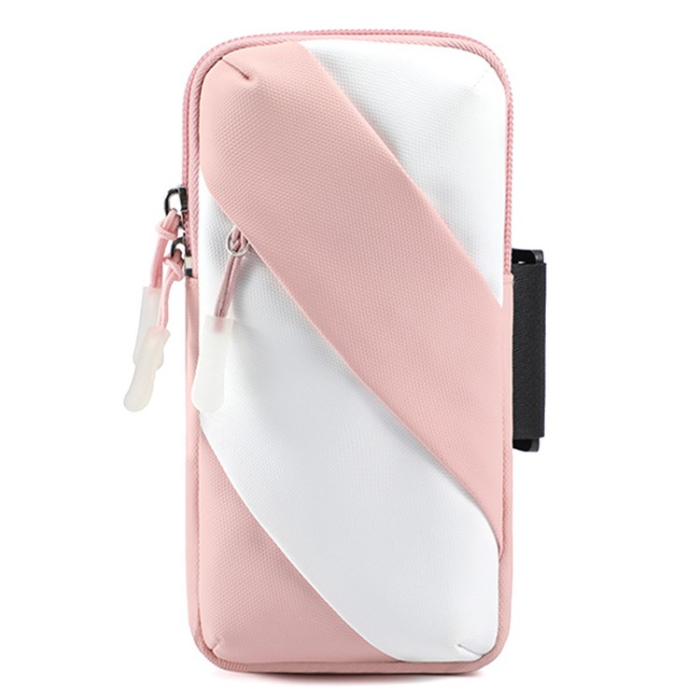 OEM - Universalt Sportarmband Vattenresistent Stripes - Rosa/Vit