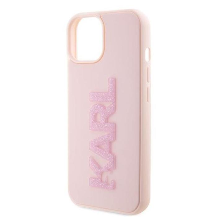 KARL LAGERFELD - Karl Lagerfeld iPhone 15 Mobilskal 3D Glitter Logo - Rosa