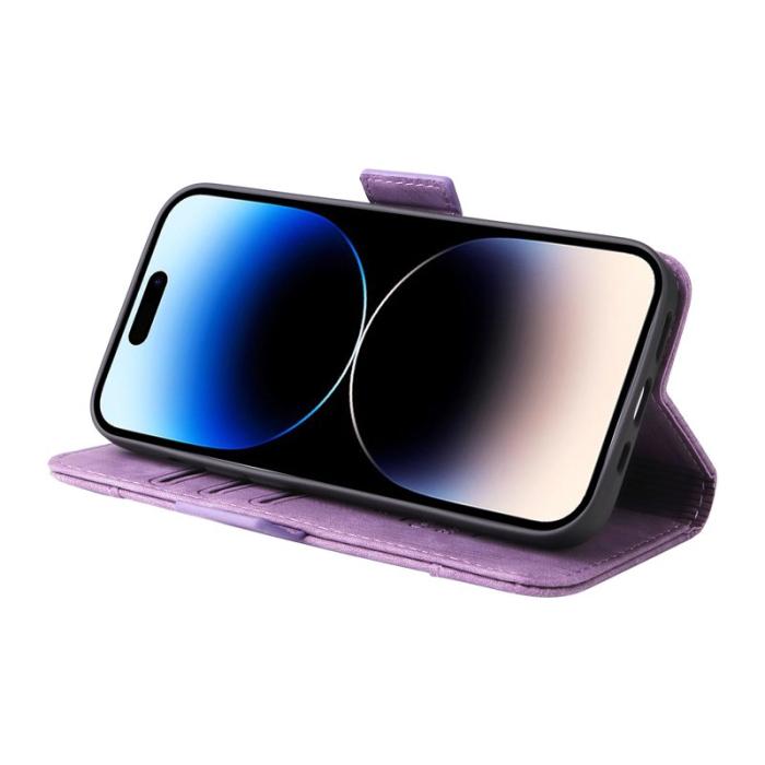 BETOPNICE - BETOPNICE 001 iPhone 15 Pro Konstläder Plånboksfodral Multifunktionellt - Lila