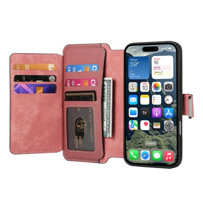 CASENEO - CASENEO MW-02 iPhone 16 Pro Plånboksfodral Konstläder - Rosa