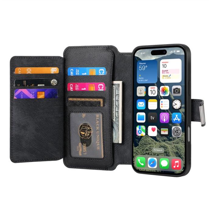 CASENEO - CASENEO MW-02 iPhone 16 Pro Plånboksfodral Konstläder - Svart
