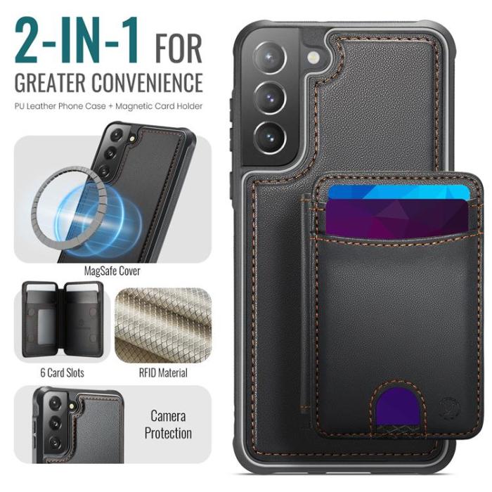 OEM - JEEHOOD Samsung Galaxy S22 5G Fodral KonstLäder - Svart