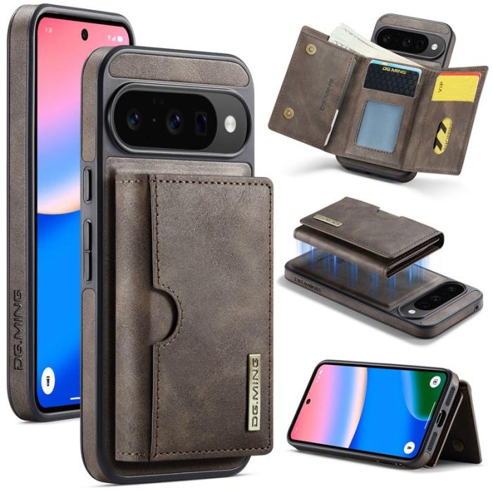 DG.MING - DG.MING M6 Series Konstläder Plånboksfodral för Google Pixel 10 Pro - Brun