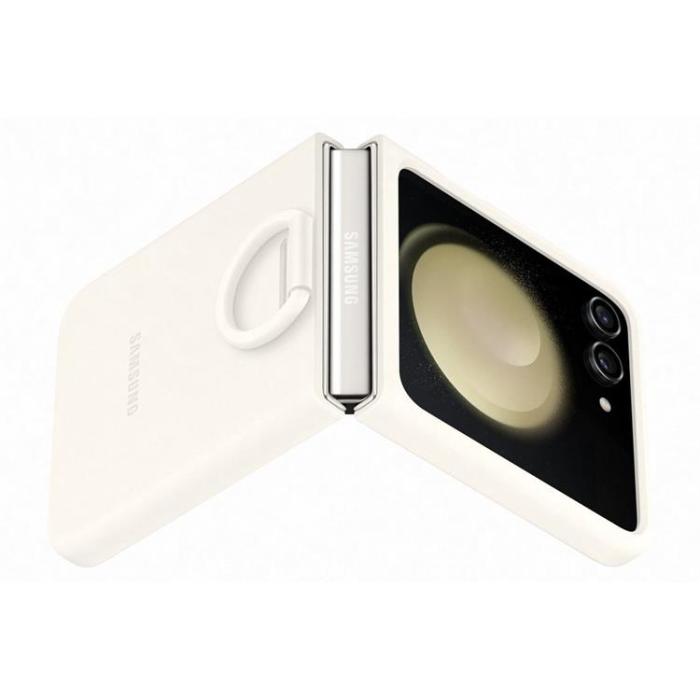 Samsung - Samsung Galaxy Z Flip 5 Mobilskal Silikon med Hållare - Cream