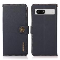 KHAZNEH - KHAZNEH Google Pixel 7a Pl&aring;nboksfodral &Auml;kta l&auml;der - Bl&aring;