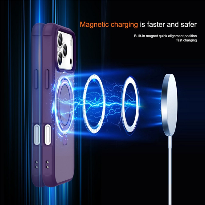 A-One Brand - iPhone 17 Pro Mobilskal MagSafe TPU+PC Kickstand - Lila