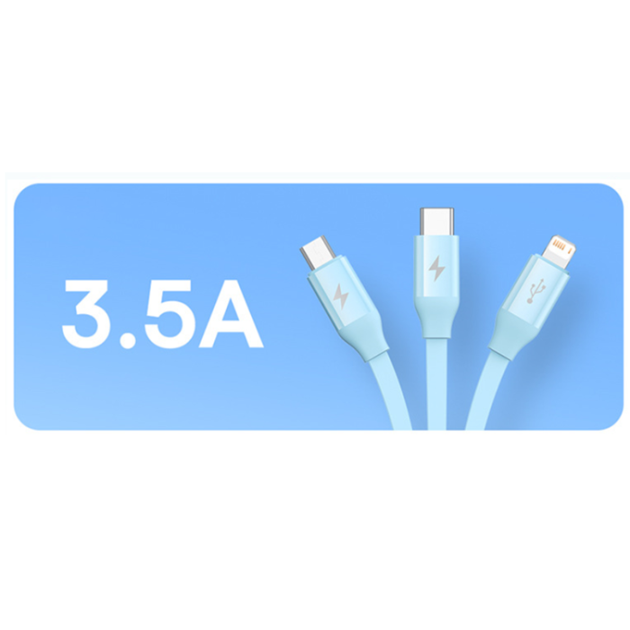 BASEUS - BASEUS Retractable 3in1 USB/USB-C/Lightning/microUSB Kabel 1m