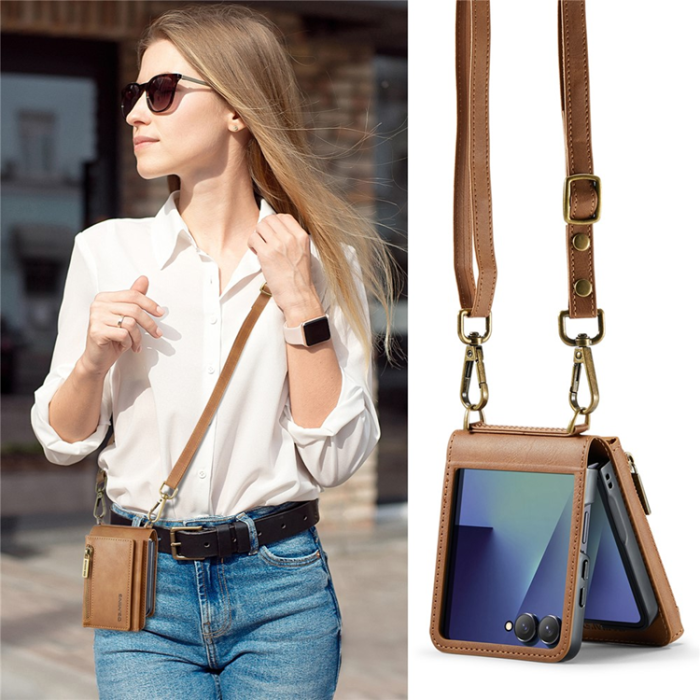 DG.MING - DG.MING Galaxy Z Flip 7 Mobilskal RFID Blocking M5 - Brun
