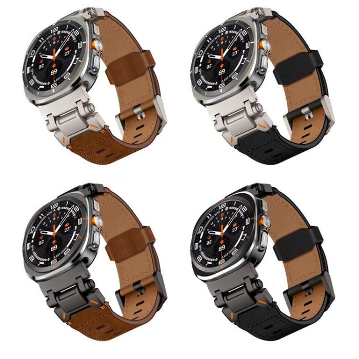 Boom of Sweden - Galaxy Watch Ultra (47mm) Armband Svart Äkta Läder - Brun