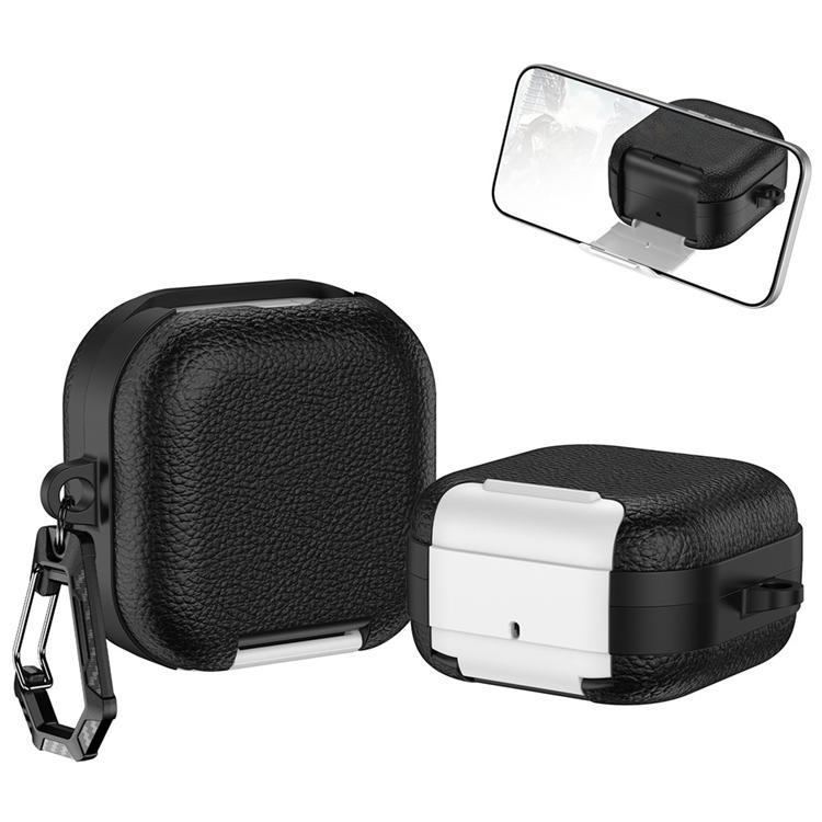 Fodral för Samsung Galaxy Buds 4/Buds 4 Pro Litchi Texture - Svart/Vit | 2353 | AlltMobil