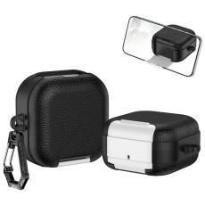 A-One Brand - Fodral f&ouml;r Samsung Galaxy Buds 4/Buds 4 Pro Litchi Texture - Svart/Vit