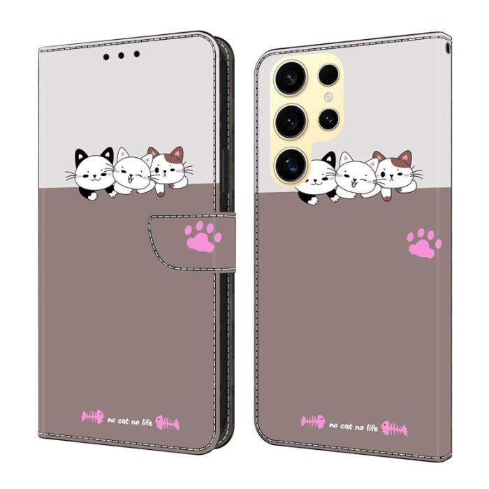 OEM - Samsung Galaxy S26 Ultra Fodral Ställbart Mönstertryck Konstläder - Katter
