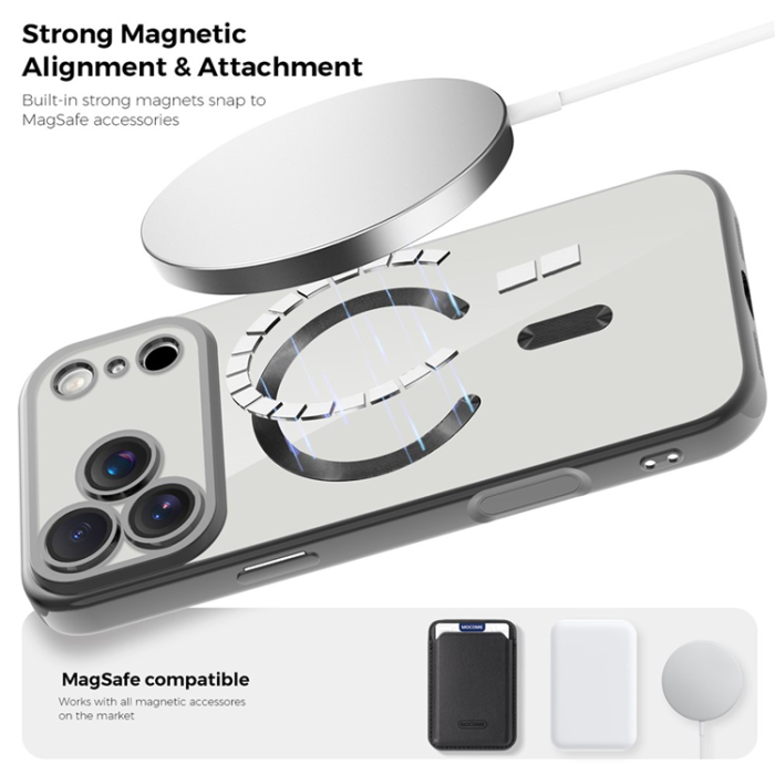 A-One Brand - iPhone 17 Pro Max Mobilskal MagSafe Korthållare TPU+PC - Svart
