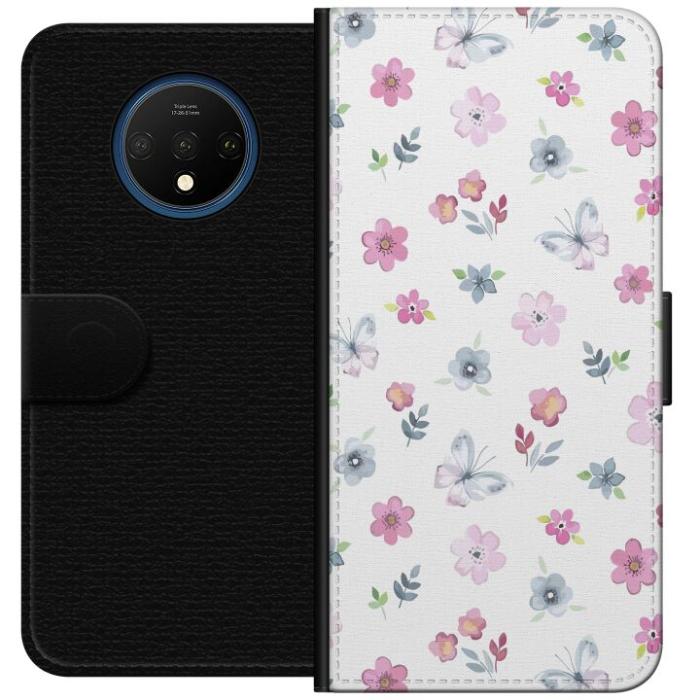 iSecrets - Plånboksfodral till OnePlus 7T med Blommor och fjärillar