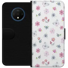 Gustaf - Pl&aring;nboksfodral till OnePlus 7T med Blommor och fj&auml;rillar