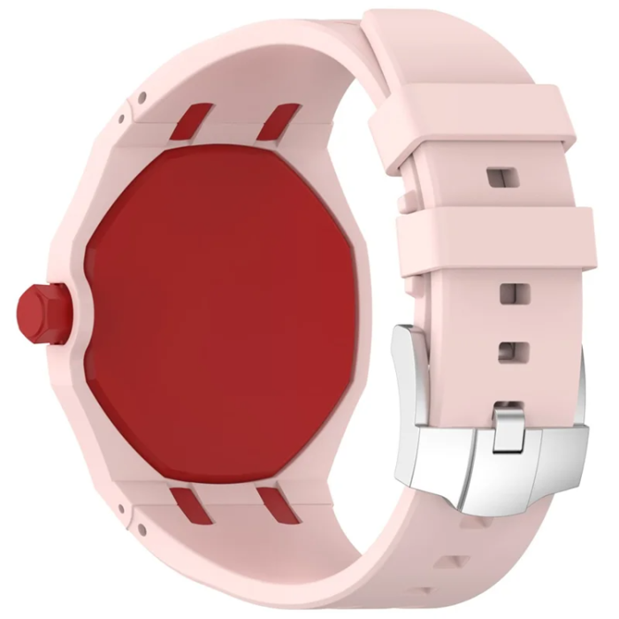 A-One Brand - Swatch Royal Pop Silikonarmband med Integrerat Skyddsskal - Rosa/Röd