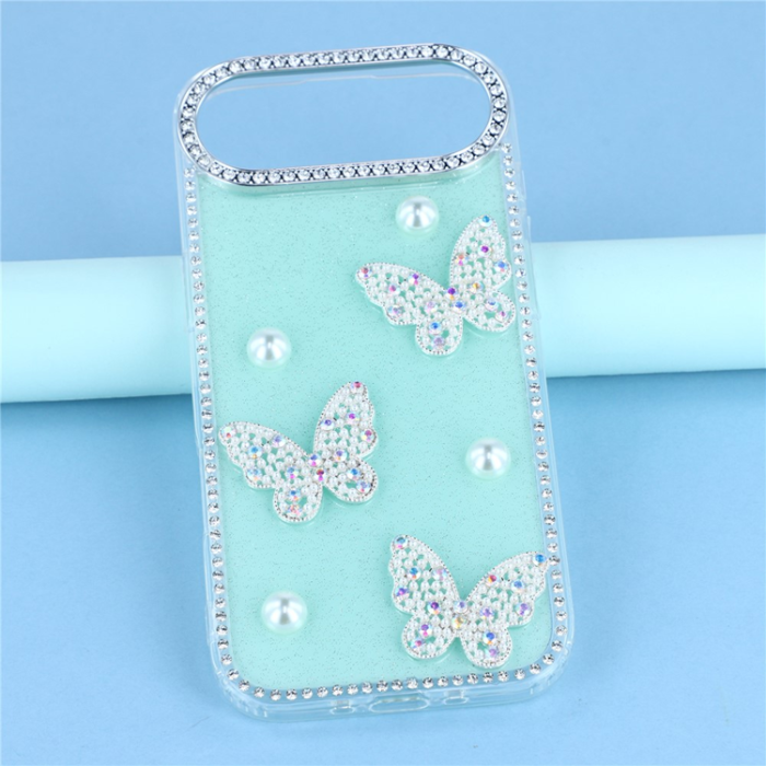 A-One Brand - iPhone Air Mobilskal Rhinestone Edge Pearl Butterfly