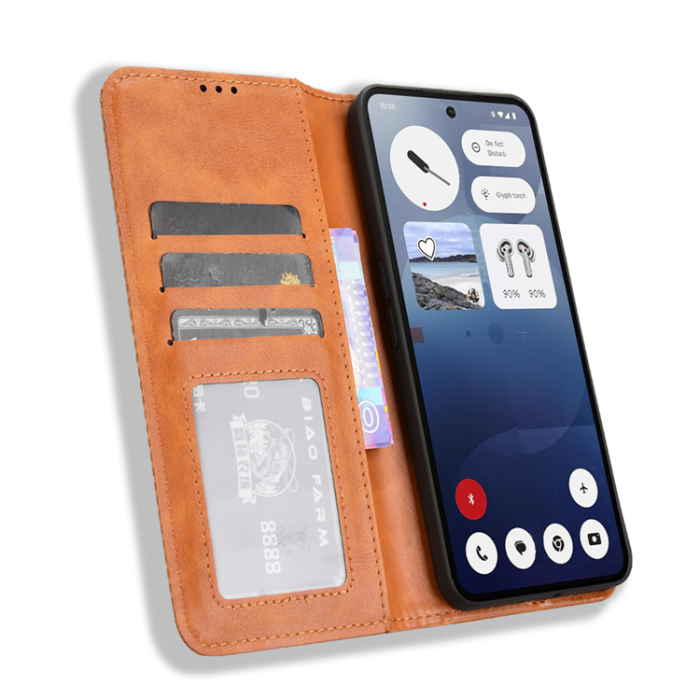 A-One Brand - Nothing Phone (3a) Plånboksfodral Retro Kickstand - Brun