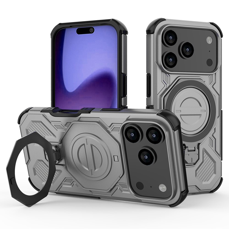 iPhone 17 Pro Max Mobilskal Rotating Kickstand - Grå | 2353 | AlltMobil
