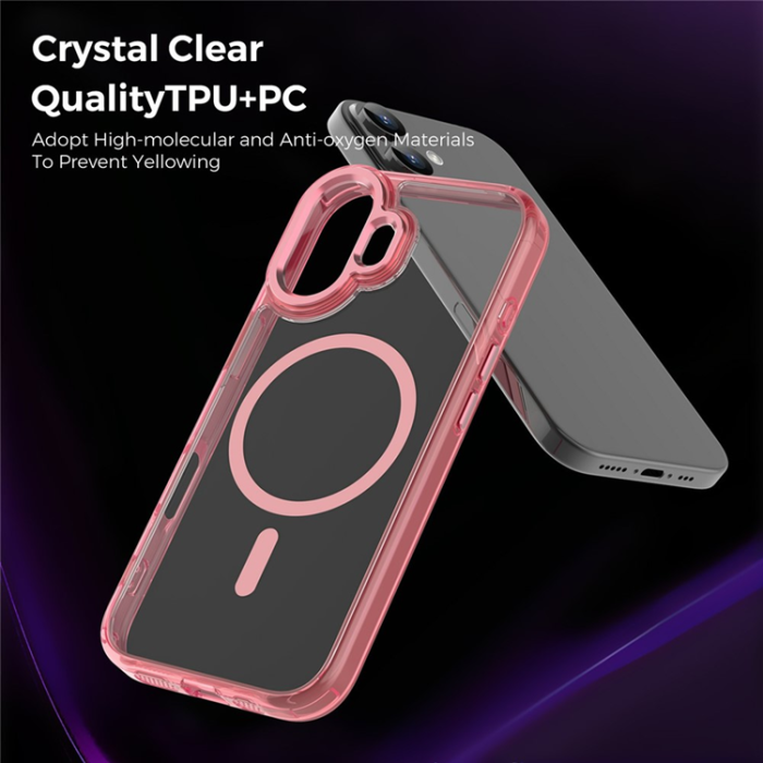 A-One Brand - iPhone 17 Mobilskal MagSafe TPU+PC Transparent - Rosa