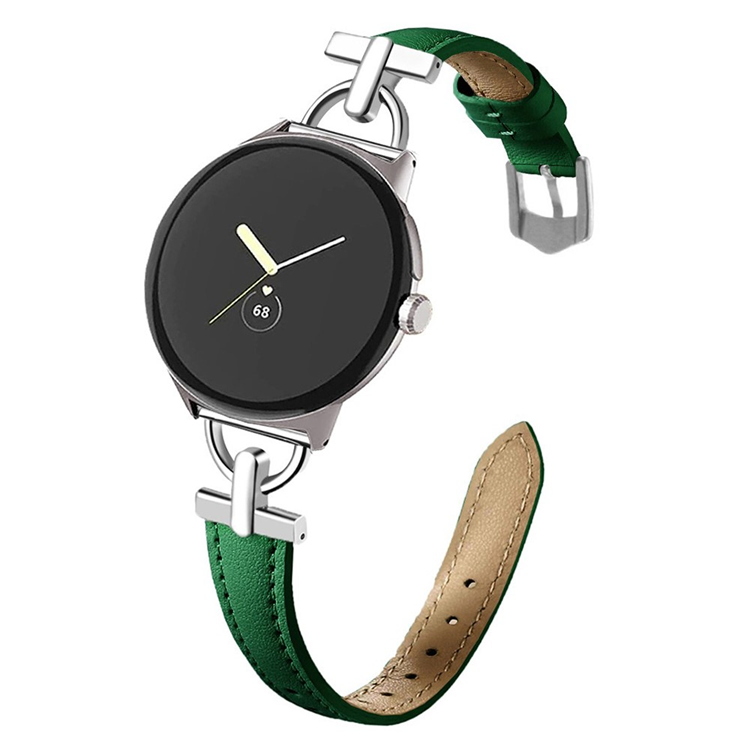 Google Pixel Watch 3 45mm Armband Äkta Cow Läder - Grön | 5122 | AlltMobil