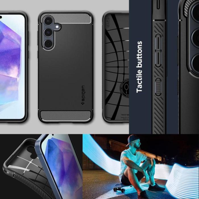Spigen - Spigen Galaxy A55 5G Mobilskal Rugged Armor - Svart